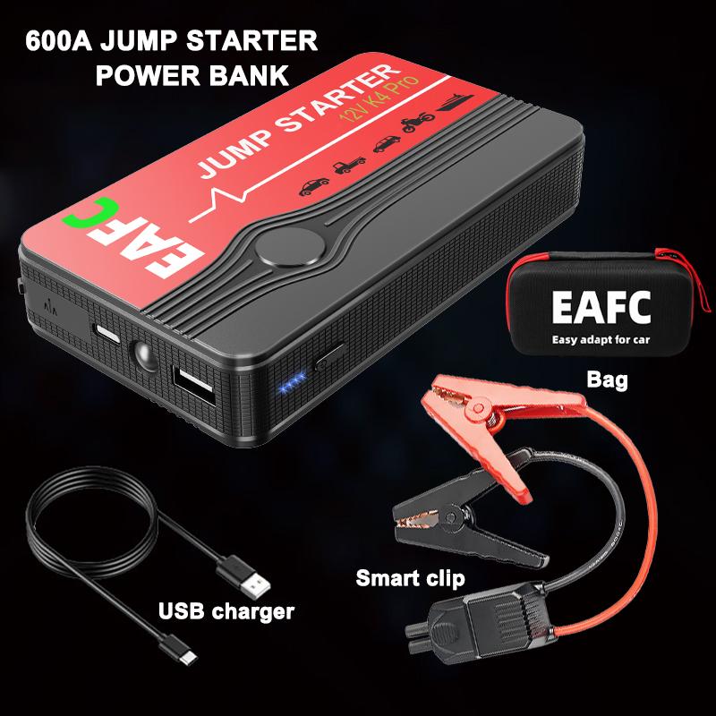 EAFC 2000A/600A Пусковое устройство Портативный Power Bank 12В Усилитель автомобильного аккумулятора с двойными USB-портами и светодиодным фонариком Быстрая зарядка