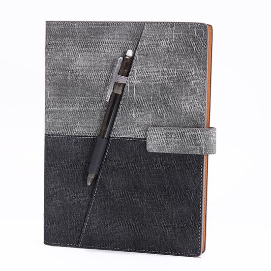 Reusable Notebook with Pen Holder Magnetic Button Faux Leather Cover Erasable Metal Binder Notepad Student Drawing Sketchbook School Office Supplies