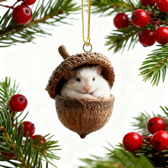 1/8 шт. Рождественское украшение Акриловое украшение в виде лесного животного и желудя Праздничное украшение для подвешивания Рождественский подарок