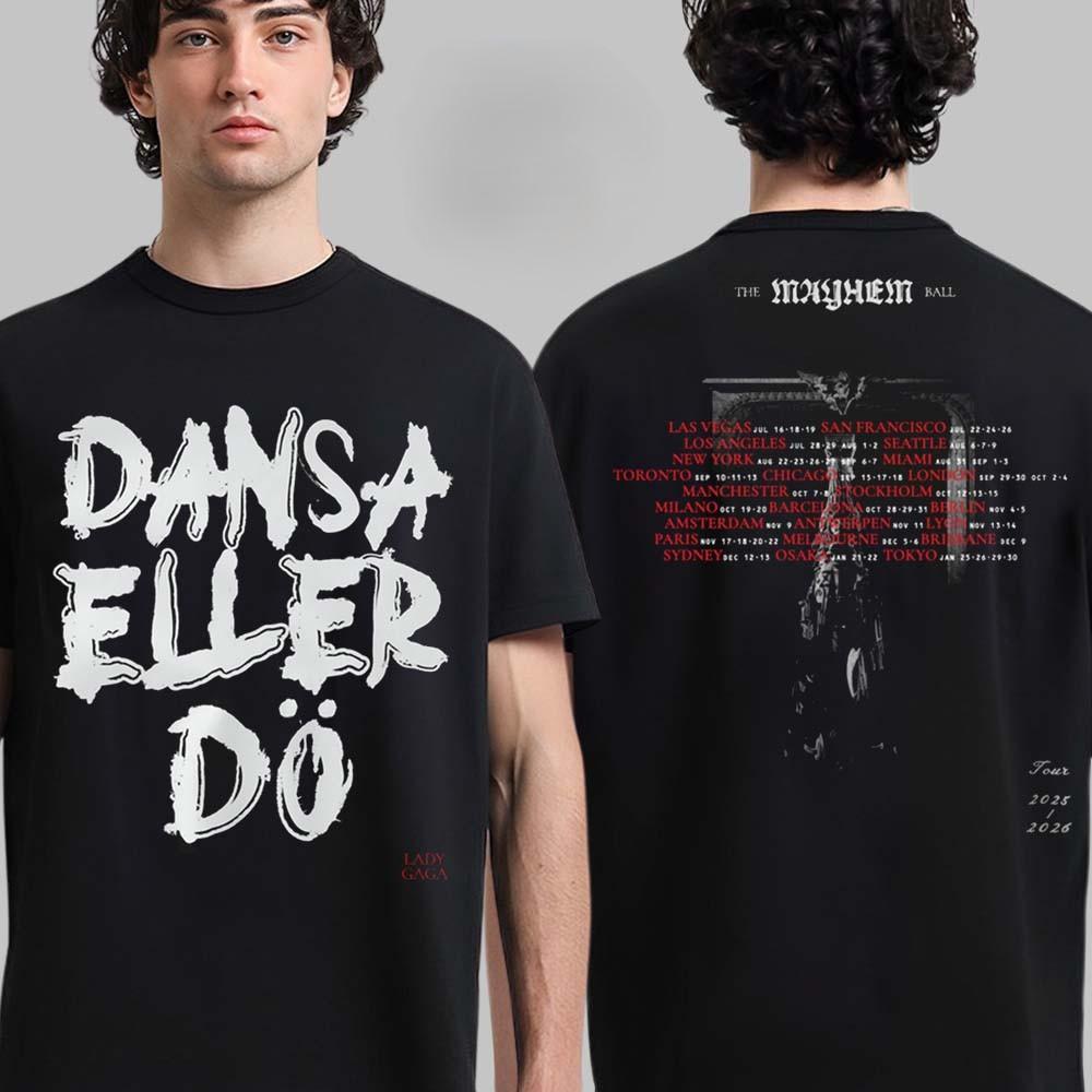 Хип-хоп Y2k Топ Танцуй Или Умри Швеция Футболка Леди Гага The Mayhem Ball Tour 2025 2026 Повседневные Футболки Унисекс