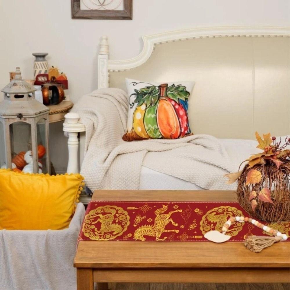 New 2026 New Year Table Runner 13x72 Inch Reusable Year of the Horse Tablecloth Linen Home Decoration Dining Table Decor