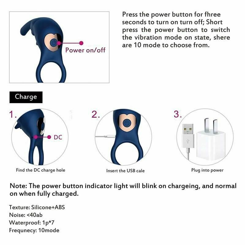 Кролик Кольцо Вибрации Клиторальная Яички Стимуляция Кольца