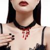 Multilayer Halloween Choker Imitation Crystal Beads Necklace Fashion Blood Drop Necklace  Party