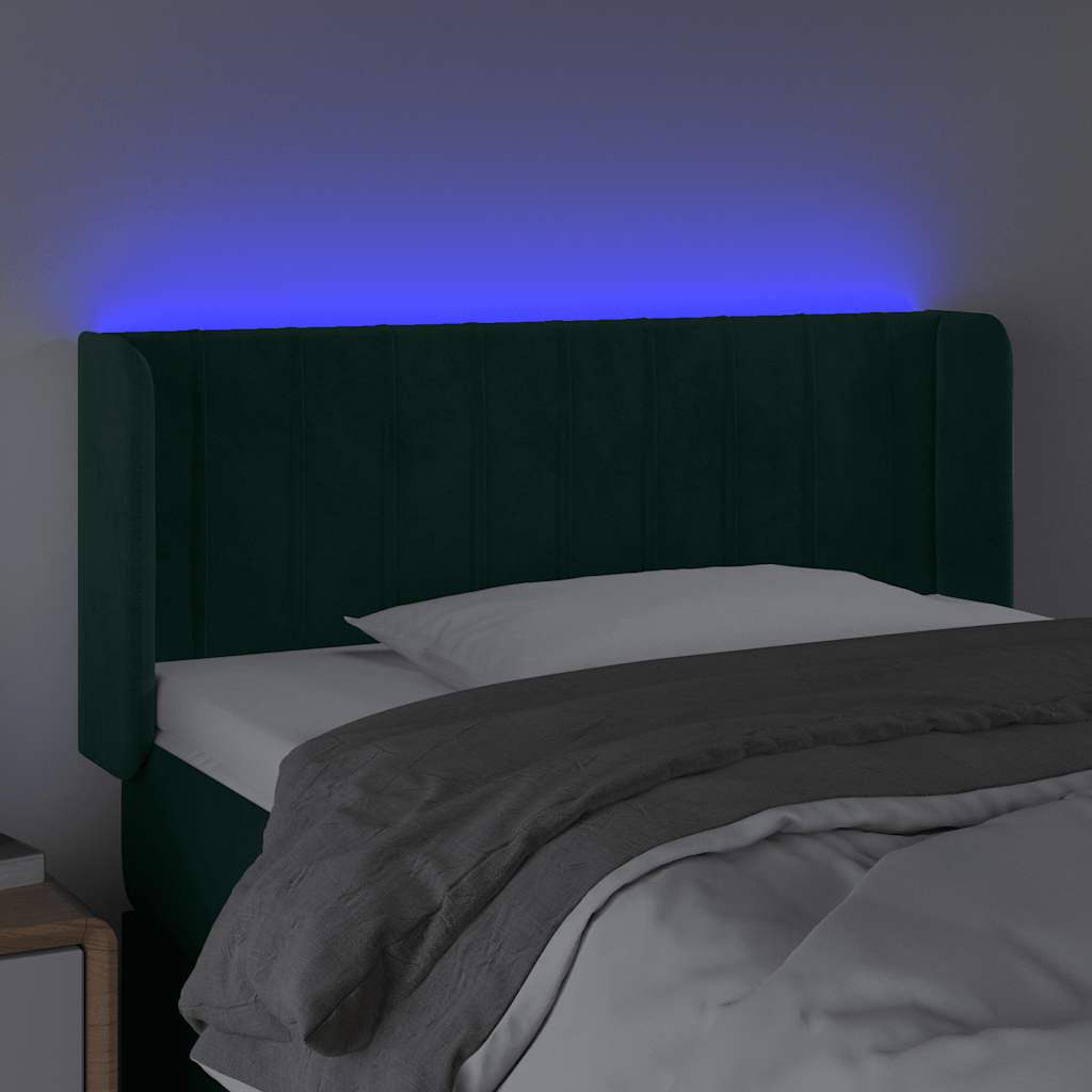 Vidaxl Zagłówek Do Łóżka Z Led, Ciemnozielony, 83X16X78/88 Cm, Aksamit