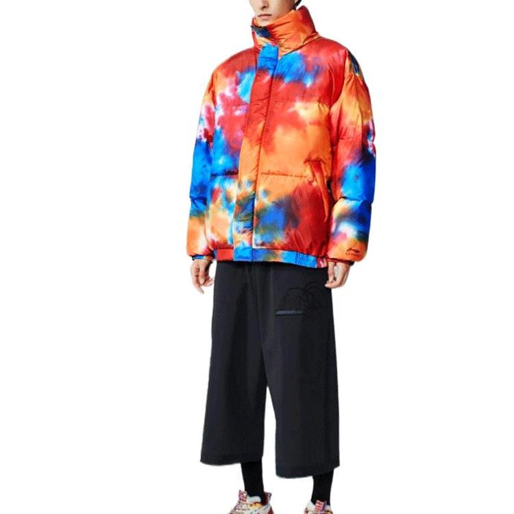 Li Ning CF Wu Xing Series Tie-Dye свободная короткая куртка на утином пуху мужская куртка многоцветная AYMR512-1
