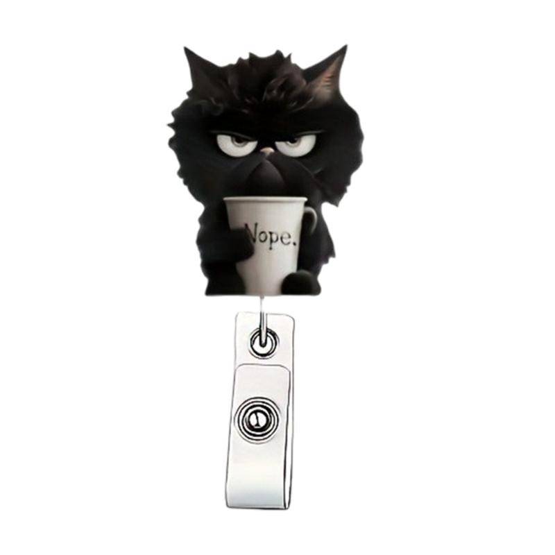 Badges Reel,Funny Coffe Cats Badges Holder,Retractable Badges Clip Office Name Badges Accessories,Nursing Student Gift