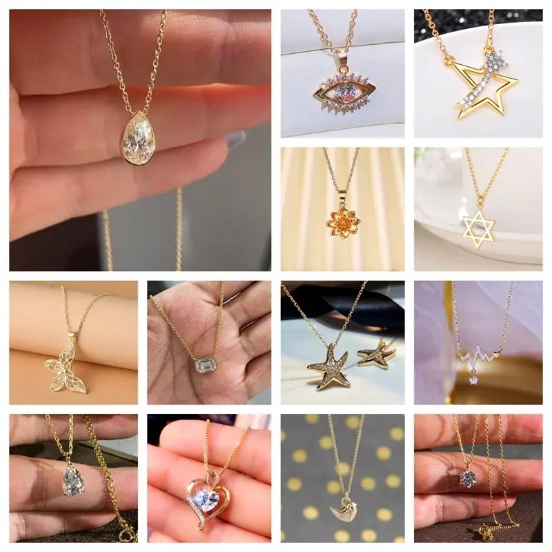 Европейское и американское простое ожерелье с золотым цирконом в форме сердца для женщин, высококлассный модный темперамент, нишевый дизайн, ювелирные изделия Wh