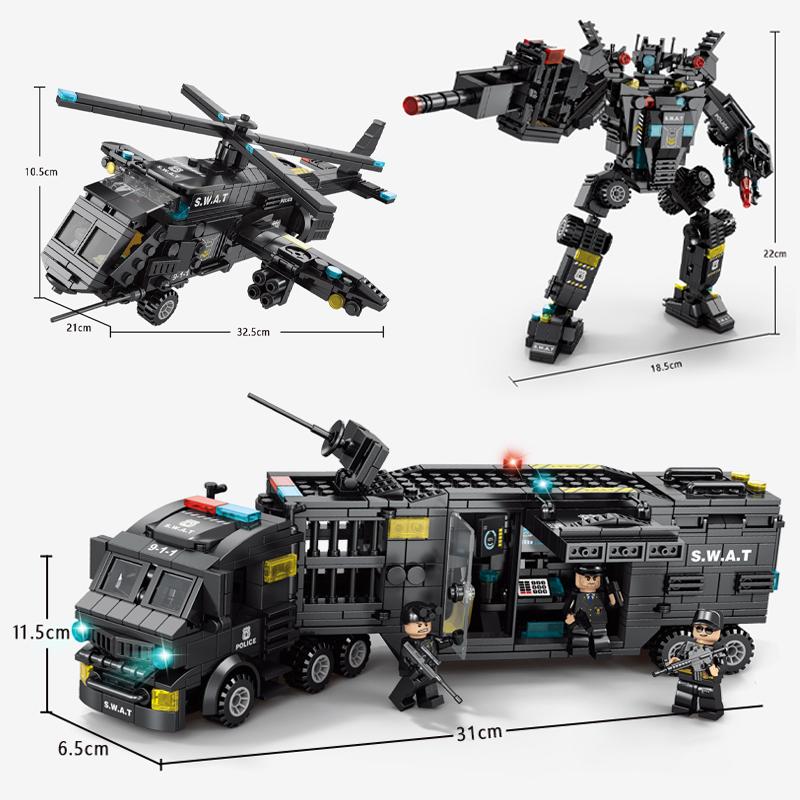 LELE Строительные блоки 700 шт. SWAT Block Toy Детские развивающие полицейские игрушки для мальчиков Кирпичи