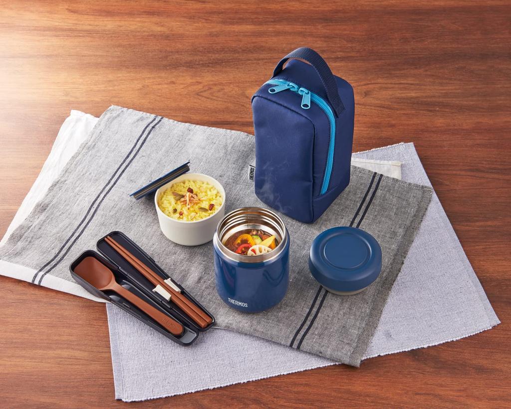 Термос с вакуумной изоляцией для супа и обеда 300 мл темно-синий NVY JBY-551