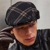 Wool Blend Hunting Cap Black And Gray Check Dche6f261g3