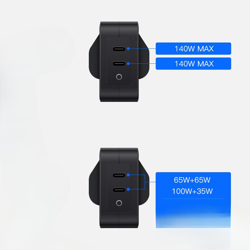 PD3.1 GaN PD140W зарядное устройство C+C порт GaN британская интеллектуальная распределительная зарядная головка PPS сверхбыстрая зарядка