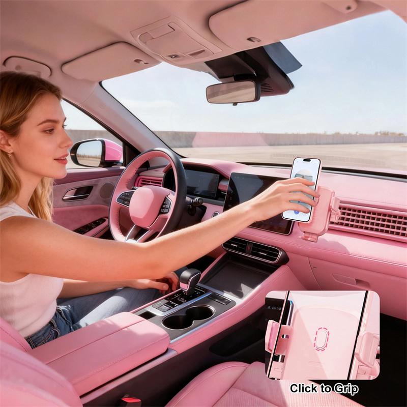 Розовый универсальный автомобильный держатель для телефона с металлической клипсой-крючком для крепления в вентиляционное отверстие: Надежная и регулируемая подставка для мобильного телефона для iPhone
