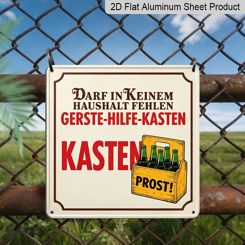 2D Flat, 1pc Vintage German Beer Decorative Sign- Vintage German Bar Wall Art with Beer Bottle Design- Durable Aluminum Metal Sign, Suitable Home