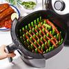 Yousheng Silicone Air Fryer Liner with Divider Square Reusable Inserts Food-Grade Air Fryer Stand for BBQ Hot Dog Making