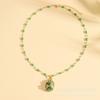 Изумрудное ожерелье Женский ретро стиль двора благородный темперамент геометрический кулон аксессуары