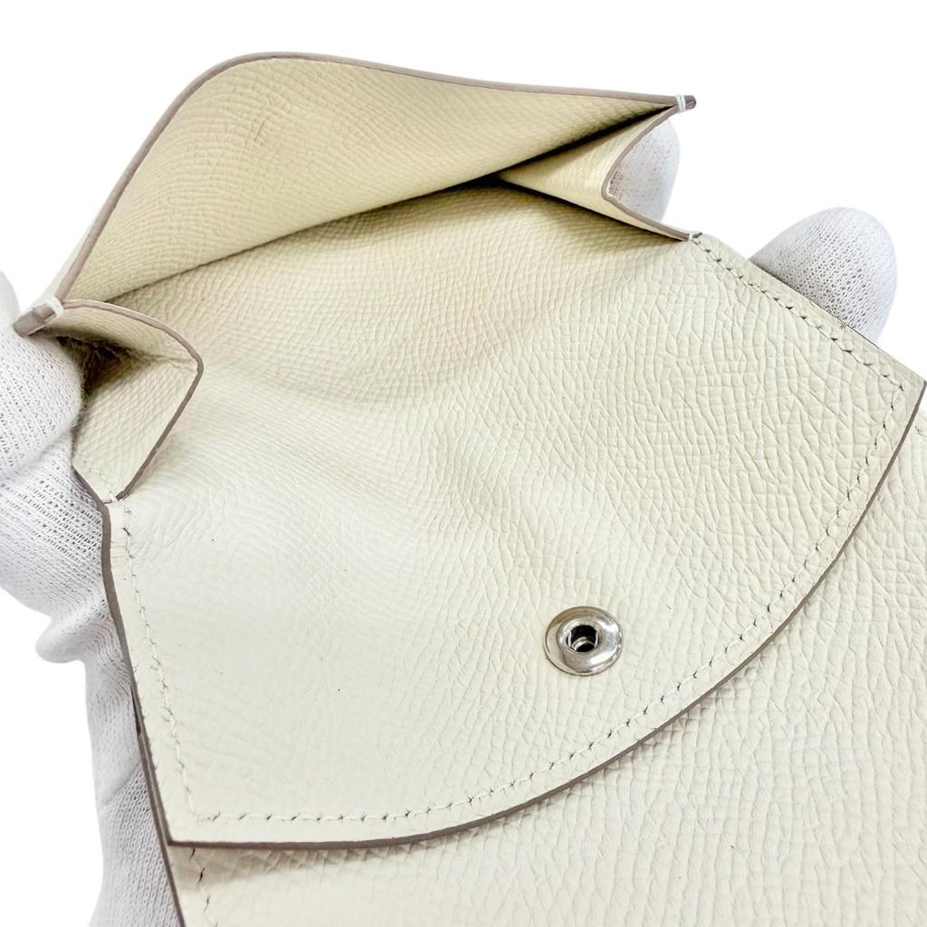 Безупречный HERMES Кошелек Bifold Bearn Mini Кошелек для монет компактный кошелек Кожа Epsom Б/у