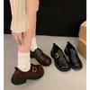 Маленькие кожаные туфли женские 2025 новая осень и зима ретро британский стиль черные jk одинарные туфли универсальные для работы мягкая подошва лоферы