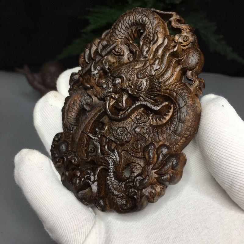 Agarwood Vietnam Exorcism Wooden Statue Dragon Carvings Sculpture Decor Wood Art