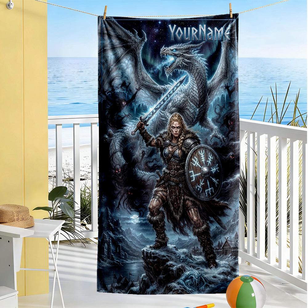 Gothic Illustrations Personalized Text Beach Towel Soft Durable Quick-Dry