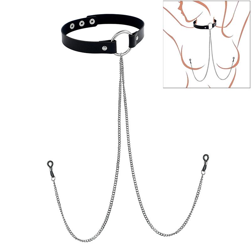 1 шт. Кольцо для соска с колье-чокером в стиле панк, длинная цепочка, штанга для пирсинга сосков, ювелирные изделия