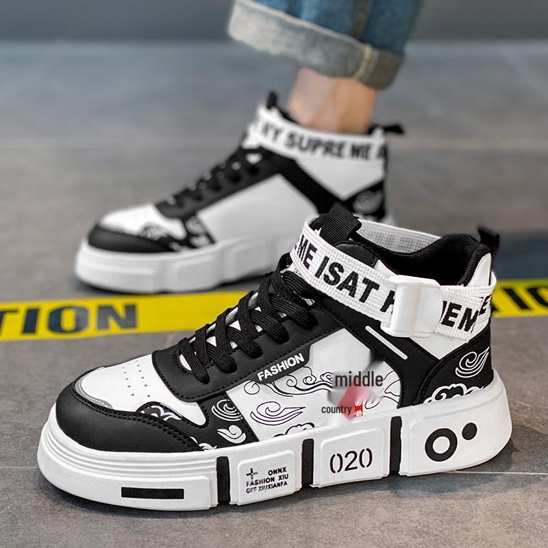 Детские высокие белые кроссовки для мальчиков и девочек на весну-осень 2025 года