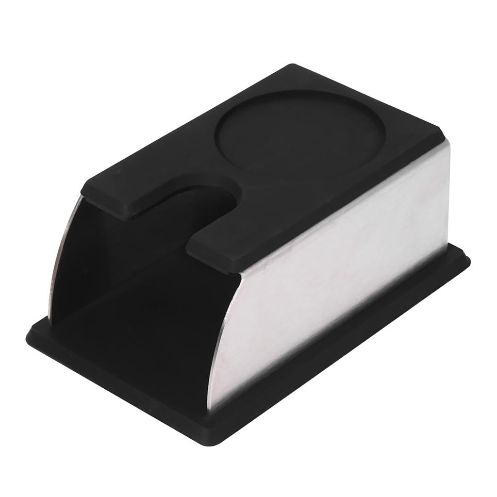 Держатель для темперирования кофе Подставка для кофемашины Стойка для инструмента из нержавеющей стали Силикон (черный)