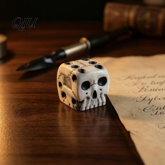 Resin Dice Set for Tabletop Skull Adults, Gothic Shaped Collectible Gift 6 Sided Entertainment, Halloween Party Favors Board Games