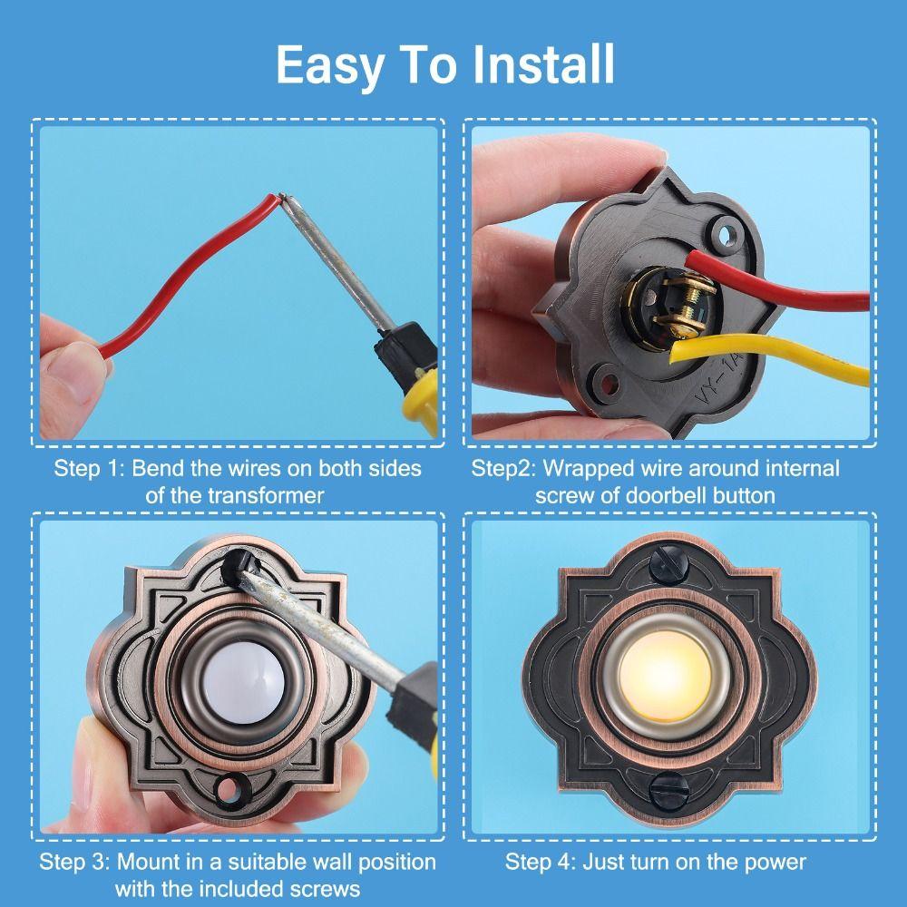 Проводная кнопка дверного звонка со светодиодной подсветкой, универсальный металлический дверной звонок, для дома