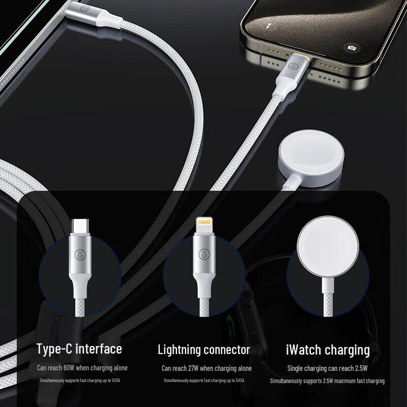 3-in-1 Magnetic Charging Cable for Apple Watch & Smartphones
