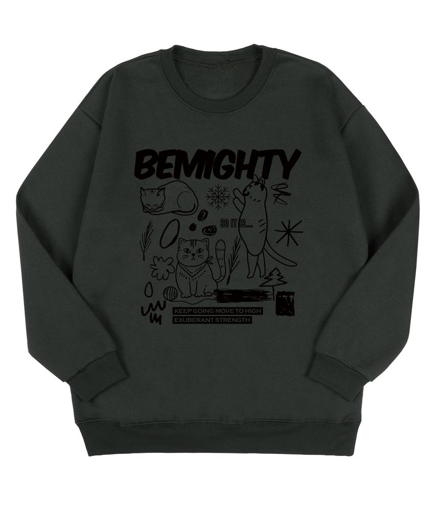 BEMIGHTY Drawing Cat Oversized Premium Double-Sided Sweatshirt [Black] (B Type)
