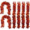 170CM Fall Maple Leaf Garland Indoor Outdoor Hanging Artificial Leaves Plants Vine Rattan Halloween Autumn Mantle Fireplace Porch Decoration