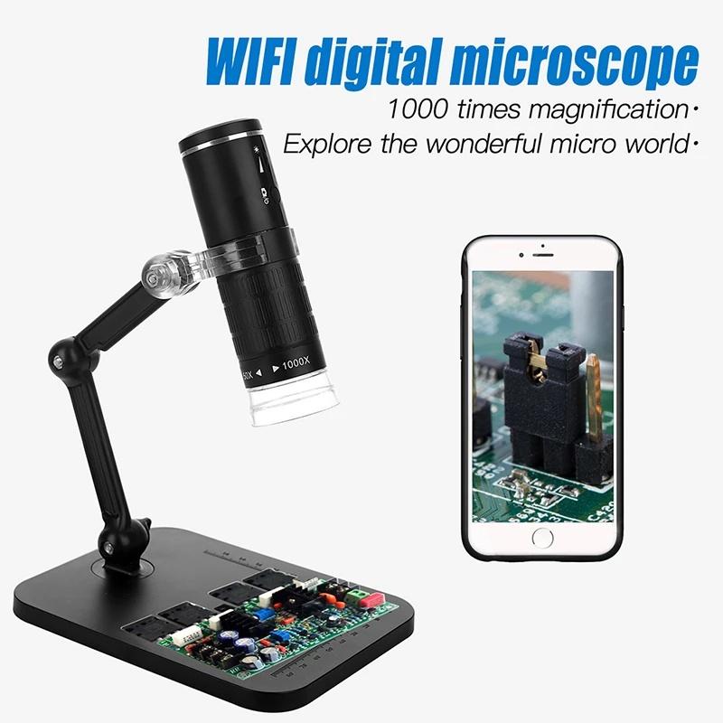 3 в 1 HD 1000X Инструменты для осмотра печатных плат Цифровой микроскоп LED USB WiFi Микроскоп Камера-микроскоп для мобильного телефона со стойкой для смартфона
