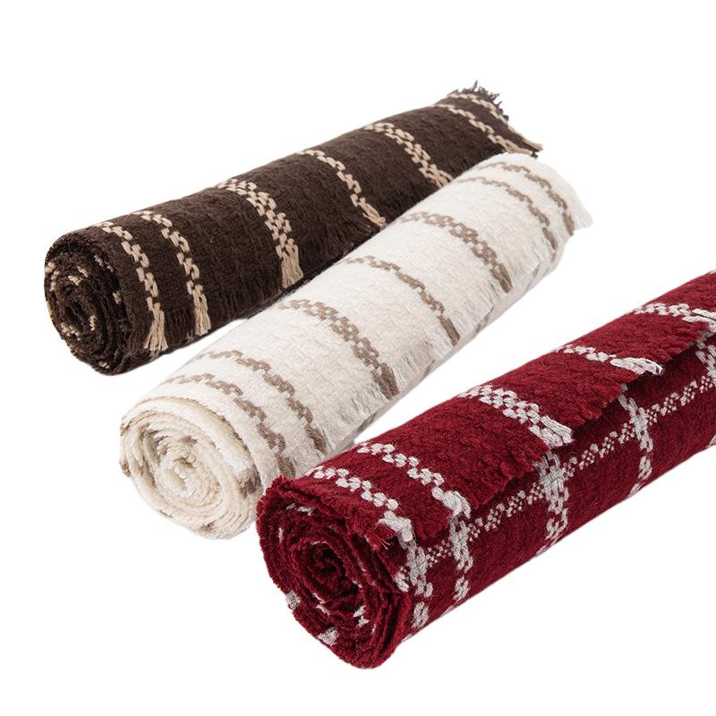 Wool Scarf Women's Premium Autumn and Winter New Year's Style Plaid Scarf Versatile Scarf Thickened Warm Shawl