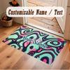 Abstract Geometric Theme Crystal Velvet Floor Rug Personalized Custom Name Text Warm Carpet Home Decoration