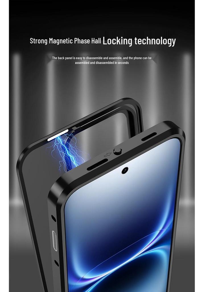 Aluminum Alloy Snap-Button Phone Case with Magnetic Back for iQOO 15 Ultra - Ideal for Cross-Border Use