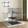 Indoor Cat Cage DIY Customizable 3-Tier Indoor Cat Enclosure with 3 Doors and Hammock 105 cm Black