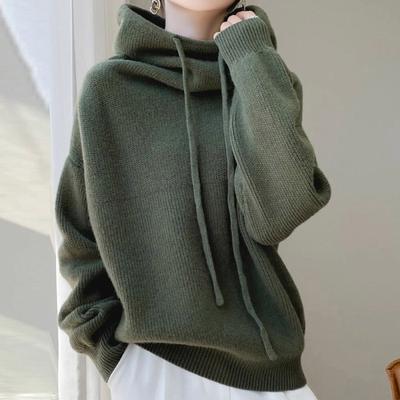 Женский свитер - Новый зимний однотонный оверсайз толстой вязки Топ