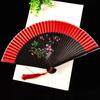 Bamboo Folding Fan with Tassels Chinese Style Portable Summer Hand Held Fan Decoration Dance Performance Props Party Costume Accessories