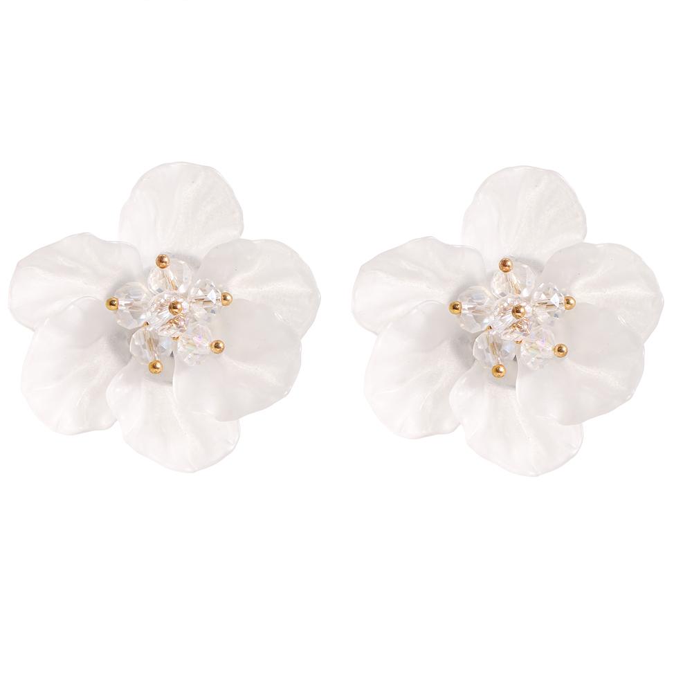 Универсальные персонализированные серьги с белыми лепестками цветов и жемчугом, серьги с серебряной иглой