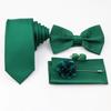 Мужской комплект галстуков из 5 предметов, шалфейный зеленый, галстук-бабочка из полиэстера, брошь-запонка, для костюма жениха, свадебной вечеринки,