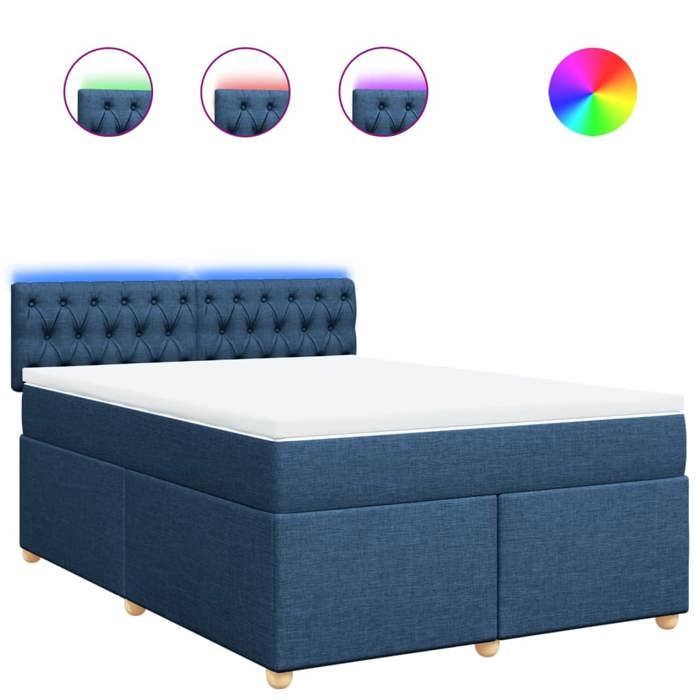 Maison Exclusive - Sommier à lattes de lit avec matelas Bleu 140x200 cm Tissu