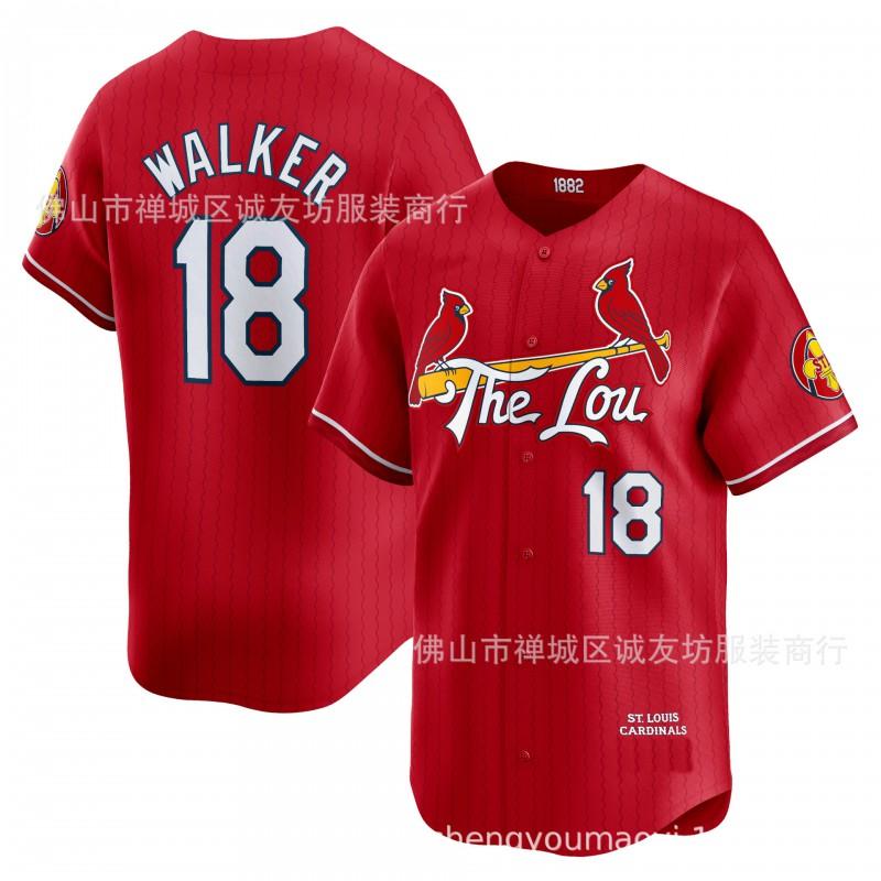Embroidered Baseball Jersey Unisex Sport Top Red Cardinal City Edition Sizes S-XXXL
