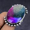Natural Rainbow Solar Quartz Gemstone 925 Sterling Silver Ring Size 9 f1E50