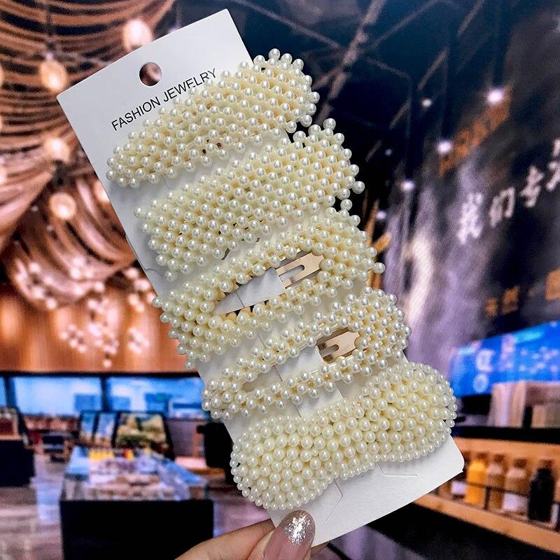 Новая корейская заколка для волос с жемчугом для женщин и девочек, заколка для волос с геометрическим рисунком, заколки с плетеным жемчугом, боковой зажим, головные уборы, модные аксессуары для волос