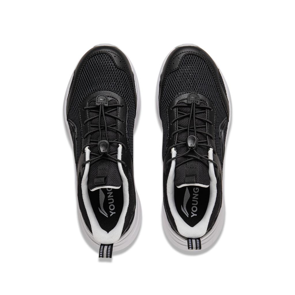 Li Ning Kids Mesh Versatile Fashion Comfortable Breathable Lightweight Shock Absorption Low Top Running Shoes Kids Sneaker Black YKFV070-5A