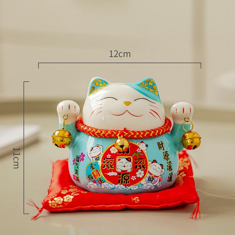 4,5-дюймовая керамическая копилка Maneki Neko Lucky Cat Fortune Colored Cat Piggy Coin Украшение для дома Подарочный орнамент Feng Shui