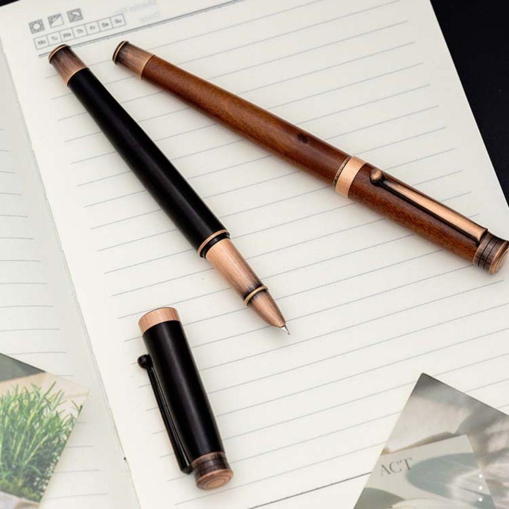 Retro Simple Writing Ink Pens Wood Handle Signature Pens Wooden Fountain Pen Stationery