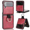 Anti -Glare Comfortable Leather Case For Samsung Galaxy Z Flip 4 5g Flip4 Flip3 Flip 3 Finger Ring Phone Accessories Cover
