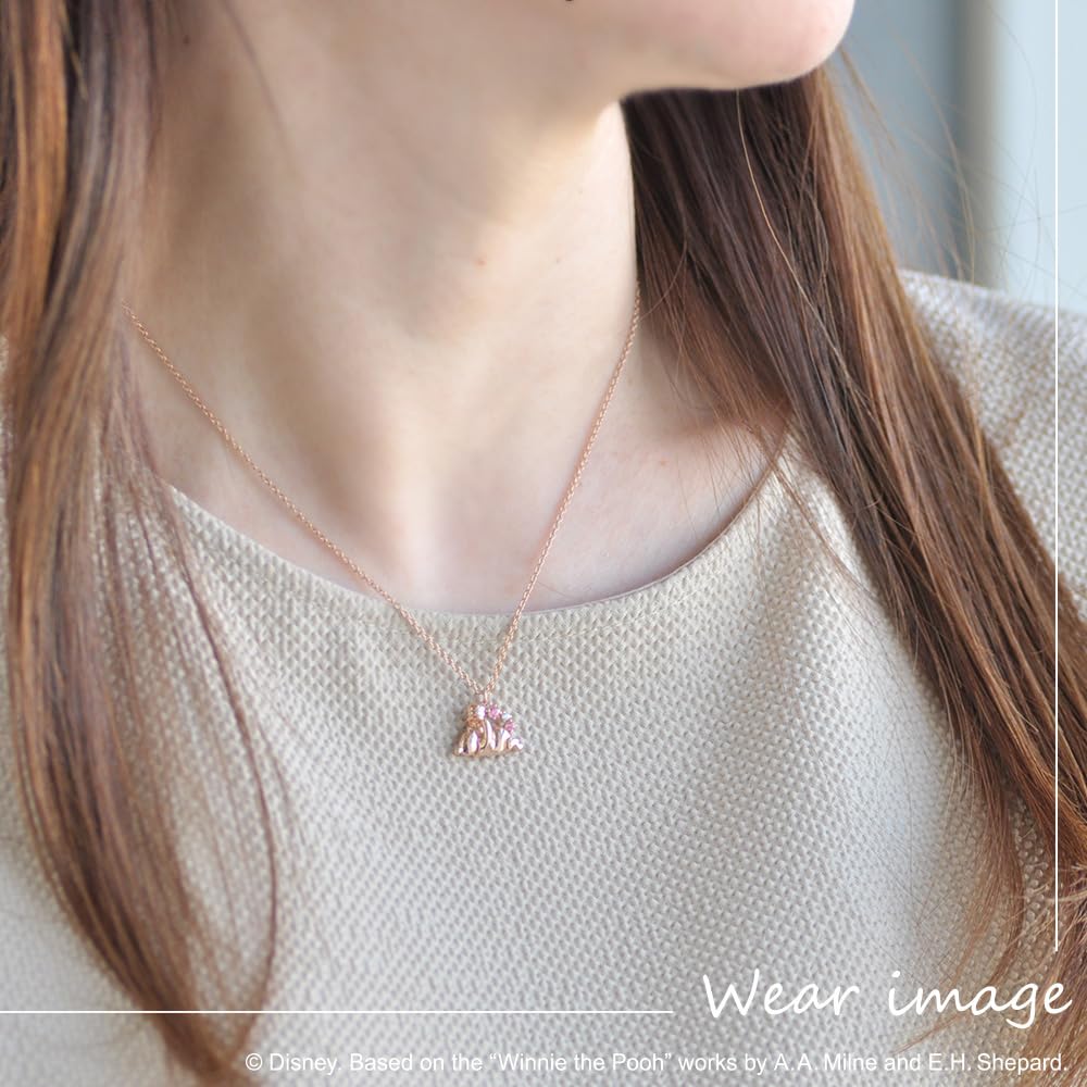 Серебряное ожерелье с подвеской «Винни-Пух» с розовым золотом и медовым кубическим цирконием VPCDSW0053 [Disney]