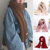New Women Winter Solid Knitted Scarf Fashion Women Long Scarves Female Vintage Big Scarf Soft Warm Thickened Wool Scarf